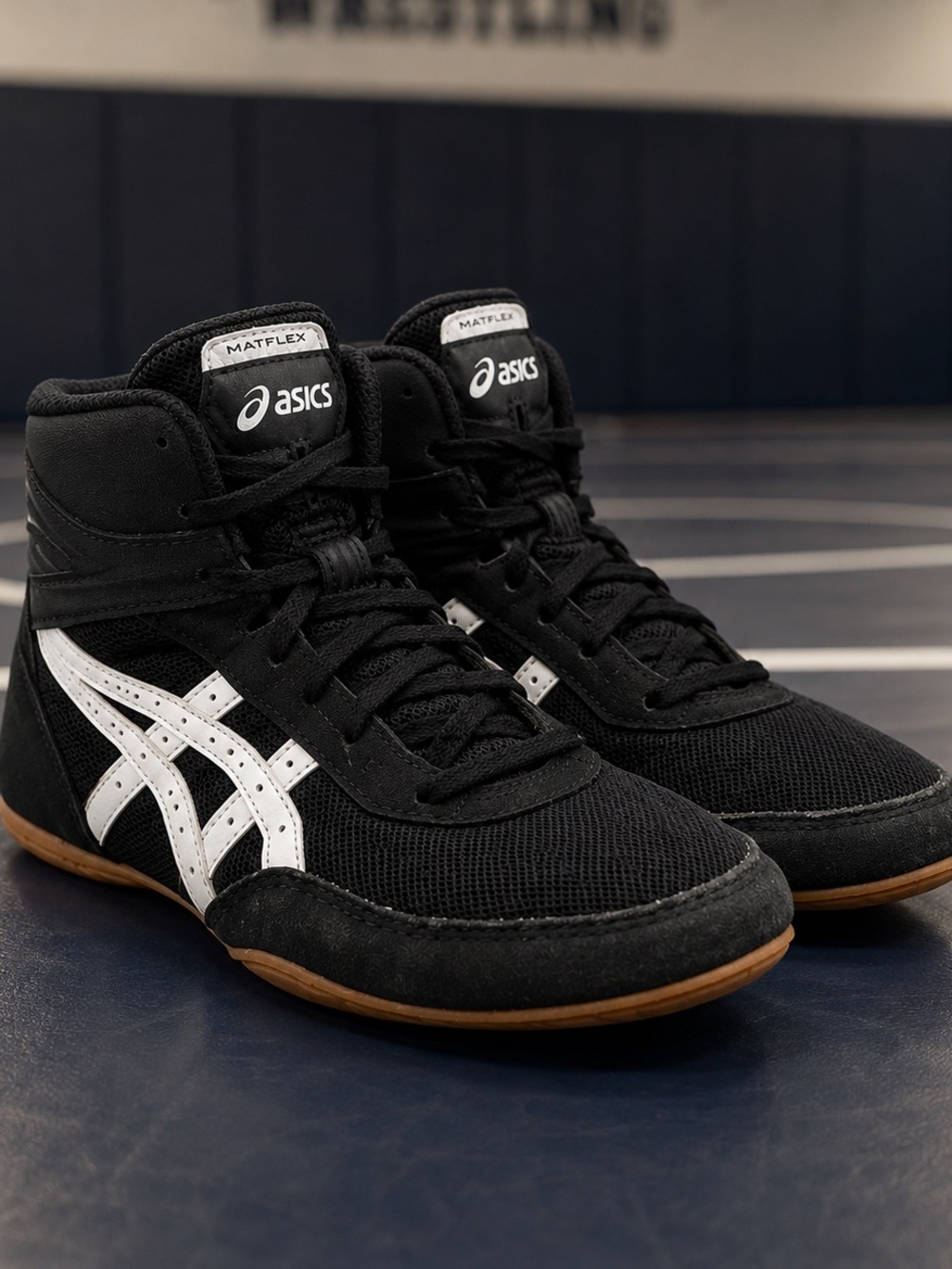 Asics Matflex Wrestling Shoes Black White Size 6